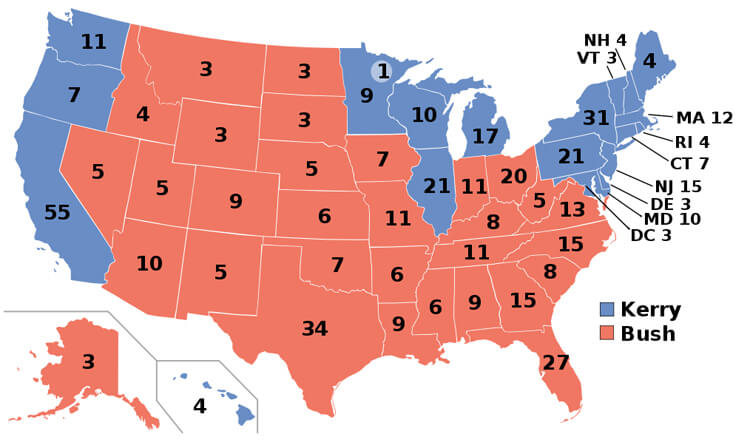 2004 bush election reelected usa presidential kerry