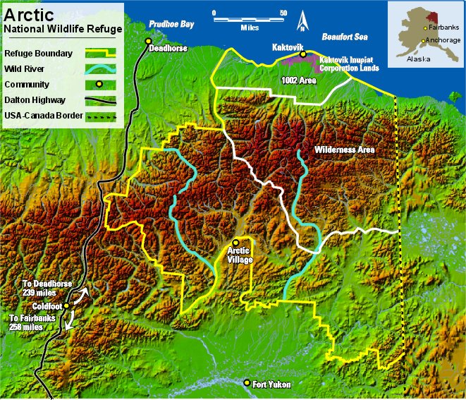 Arctic National Wildlife Refuge ANWR map 2018 oil drilling controversial