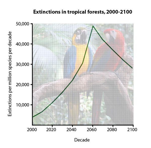 global extinction rates 2000 2100 future graph chart trend