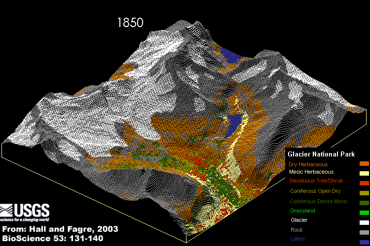 glacier national park animation 1850 2020 2030 2100 future