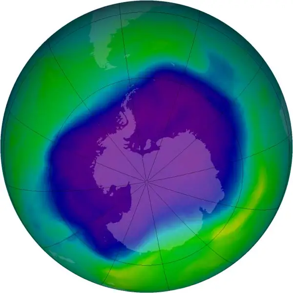 ozone layer hole 2075 cfcs future recovery restored map nasa image