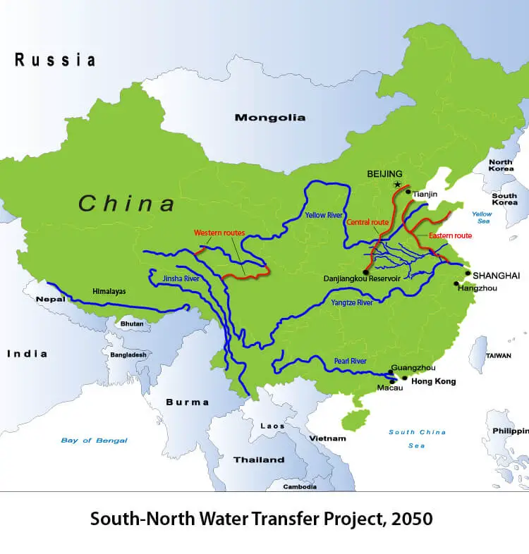 south north water transfer map project china 2050 2052 water rivers
