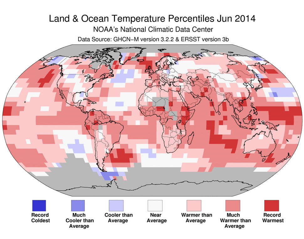 hottest june on record global warming june 2014