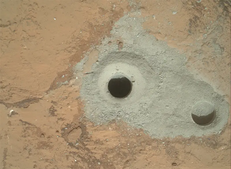 mars rover drilling hole