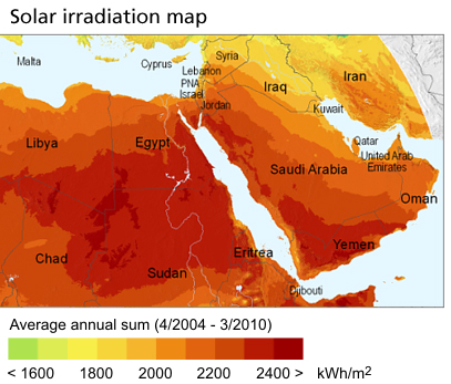 middle east solar energy map