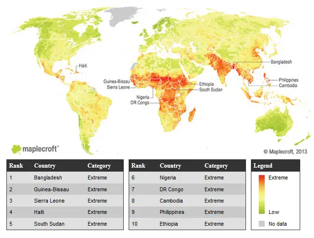 climate change vulnerability index map 2014