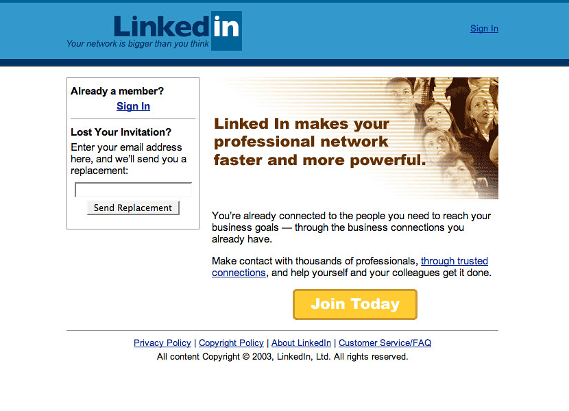 2003 timeline linkedin