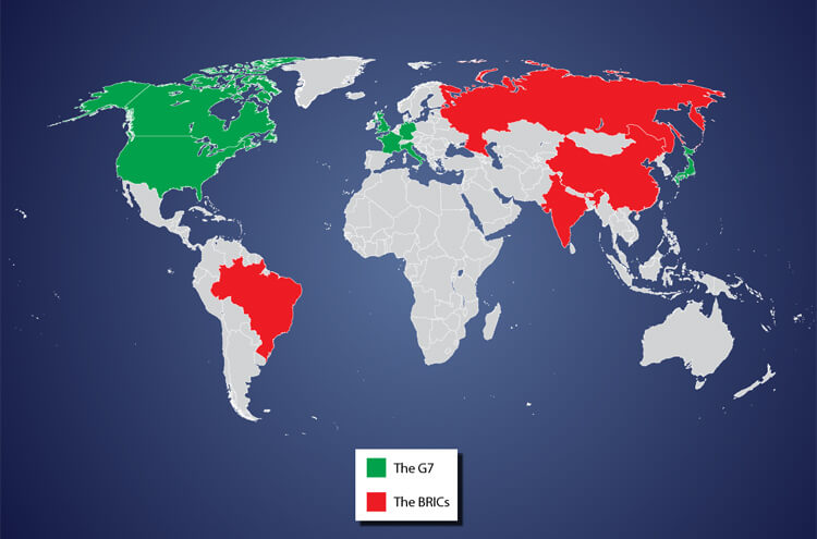 brics overtake g7 map 2027