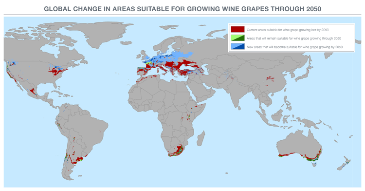 climate change wine industry 2050 map