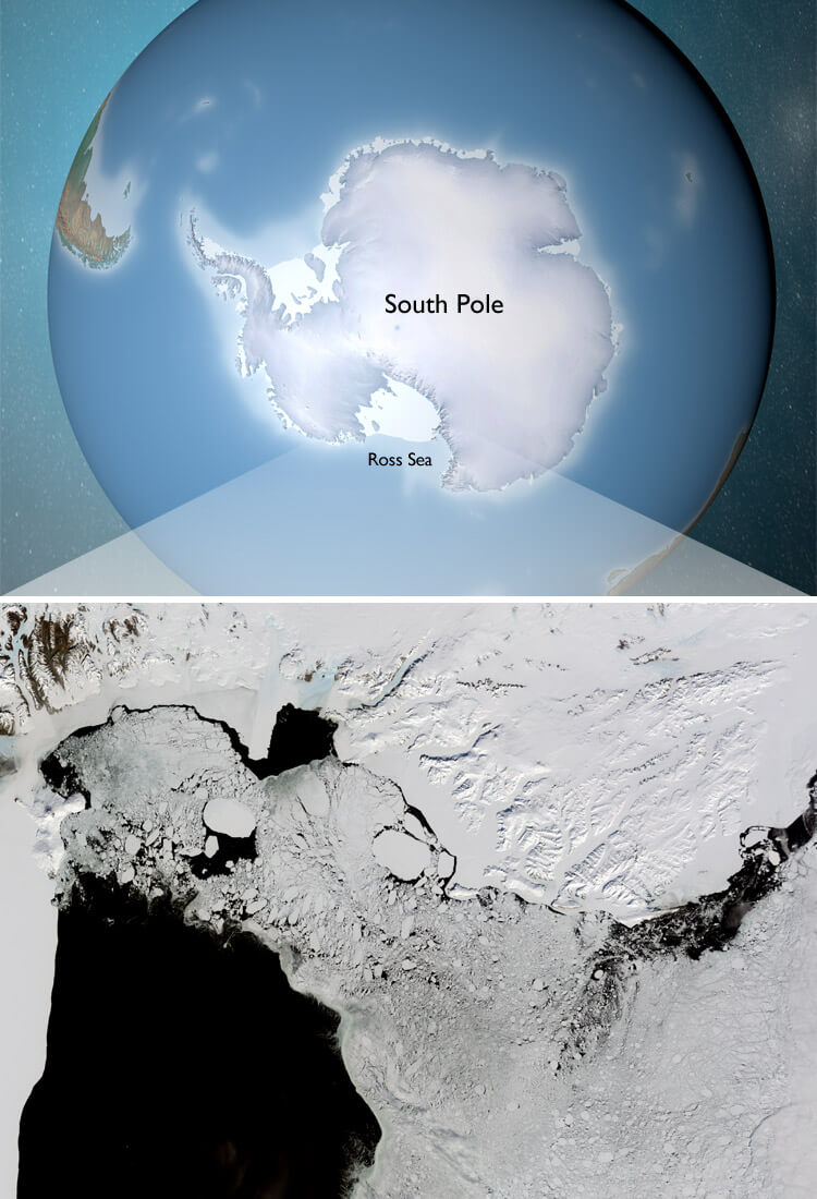 ross sea ice cover loss map 2040s