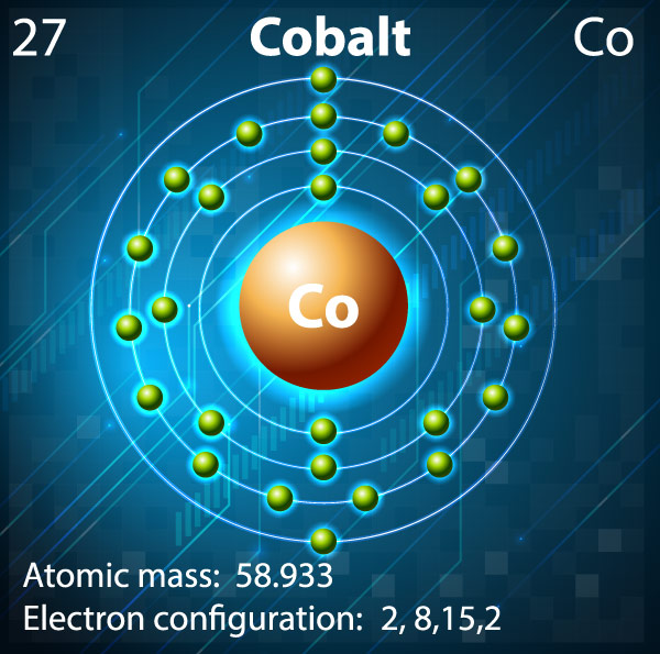 cobalt atom and electrons