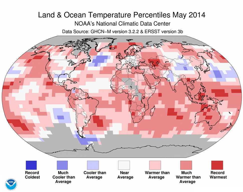 global warming may 2014 hottest