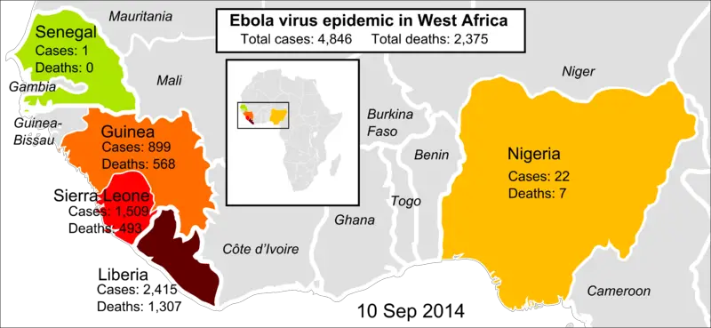 ebola map africa 2014