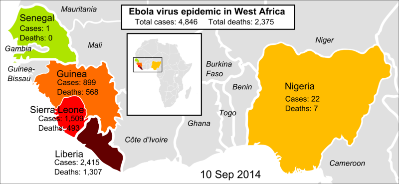 ebola map africa 2014