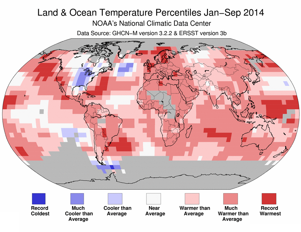2014 global temperature records