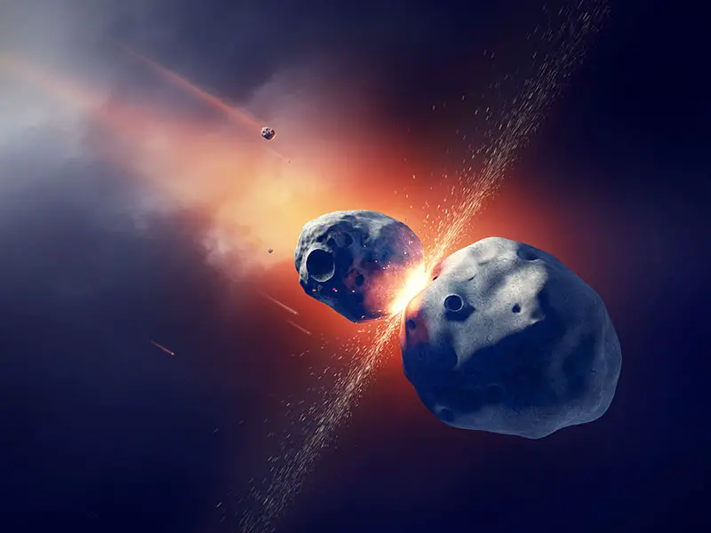 asteroids colliding