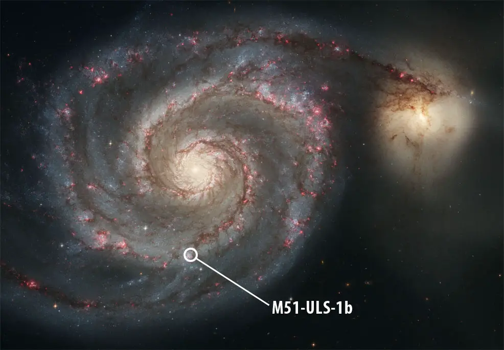 M51-ULS-1b location in whirlpool galaxy