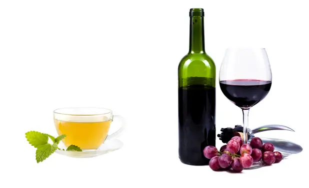 green tea and red wine