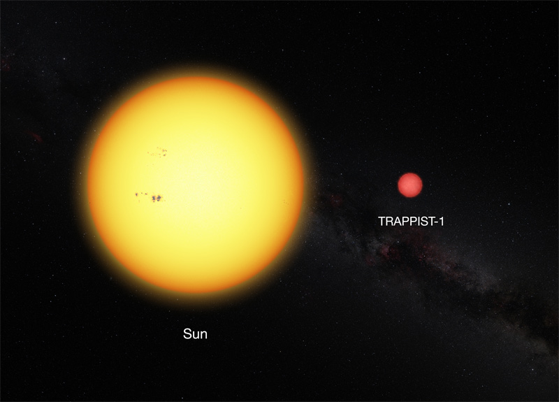 sun trappist-1 size comparison