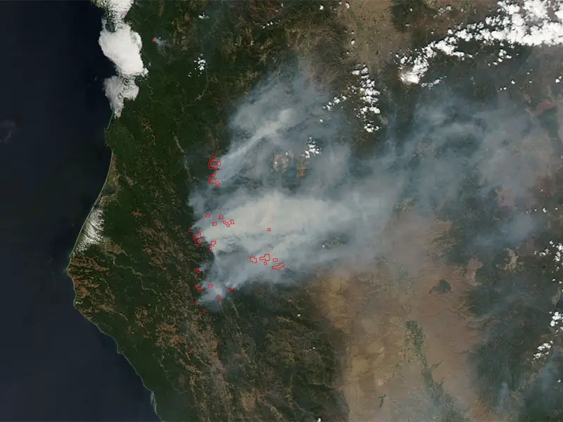 satellite image wildfires california
