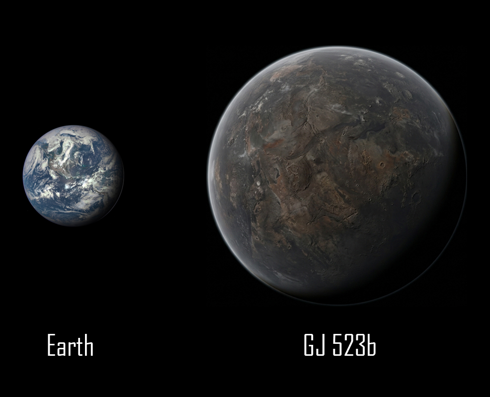 earth vs gj 523b size comparison