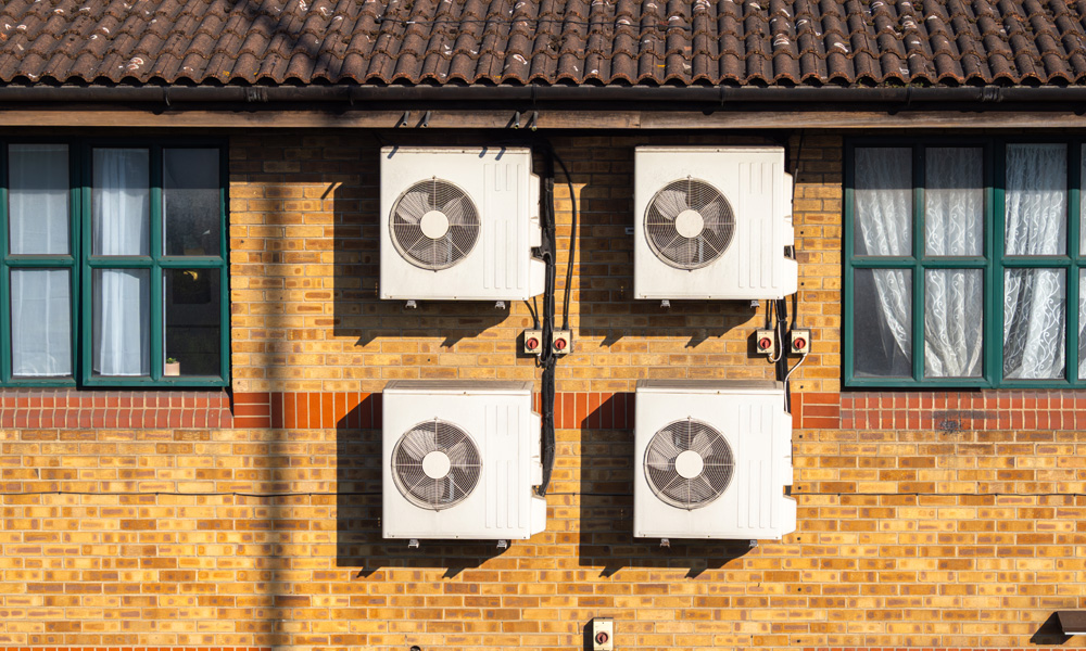 London homes and residential buildings in summer