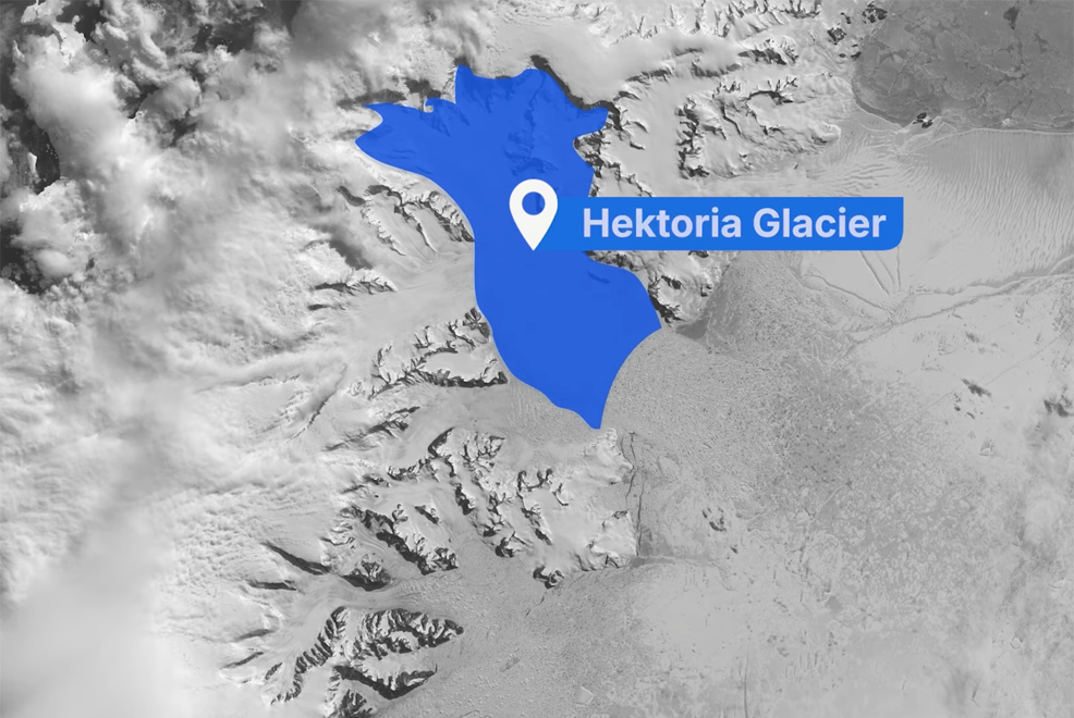 Map of Hektoria Glacier in Antarctica