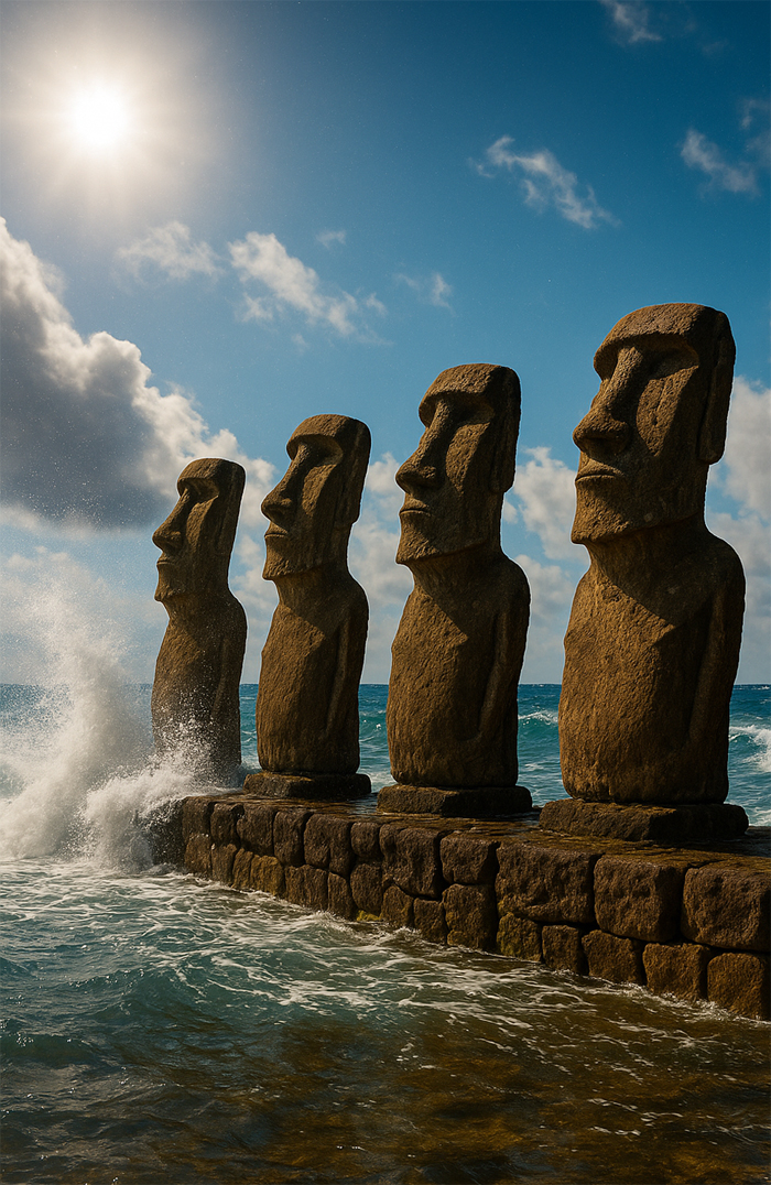 moai statues sea levels 2080