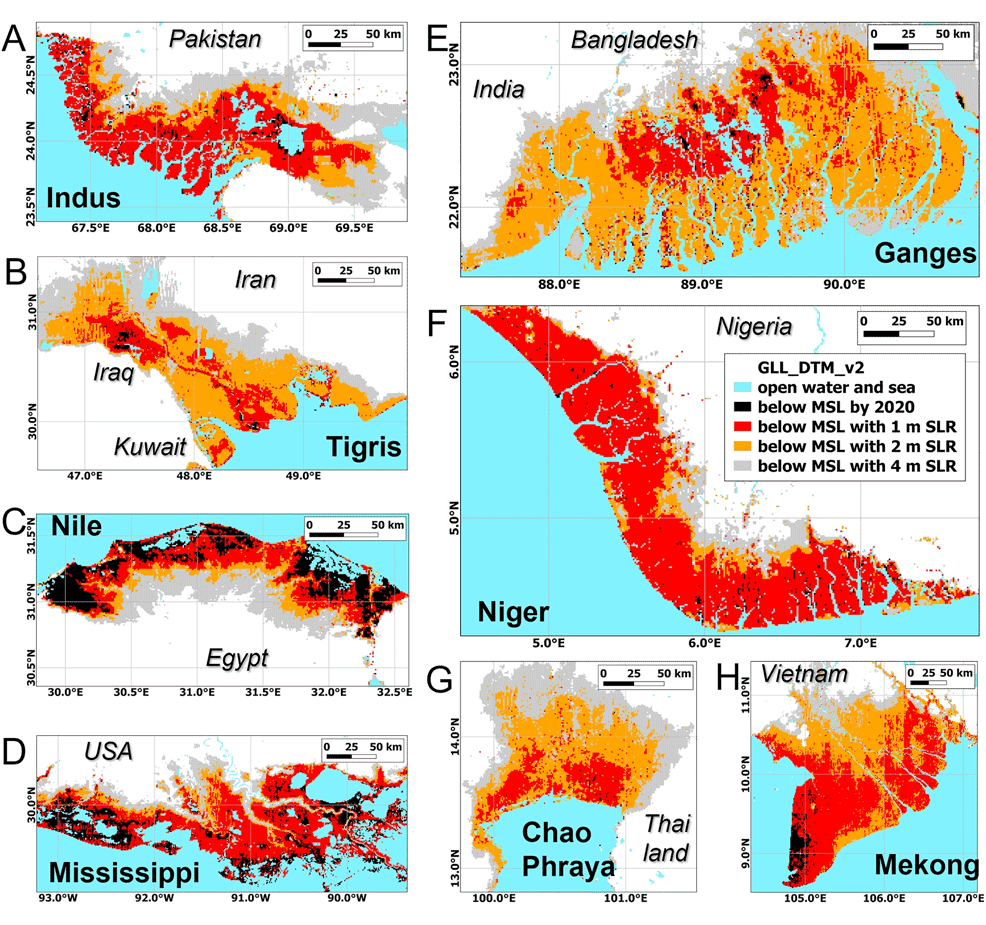 projected sea level rises 2050 2100