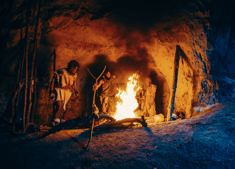stone age cavemen fire
