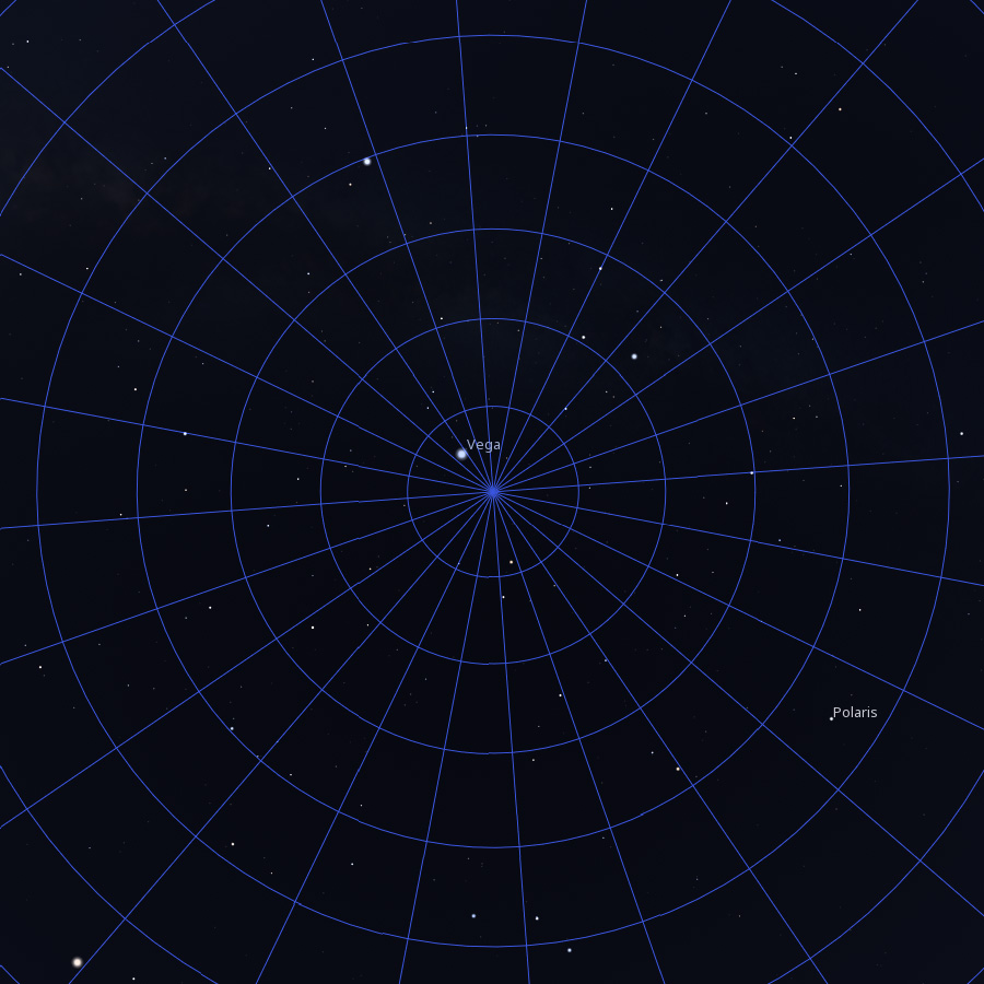The northern pole star in 13,724 AD, showing Vega near the north celestial pole